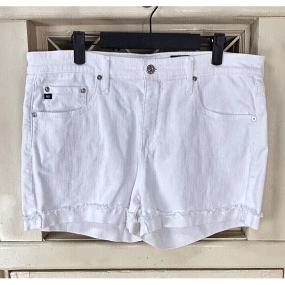 AG Adriano Goldschmied The Hailey White Short Sz 31R Ex Boyfriend Roll Up U4 - Picture 4 of 12
